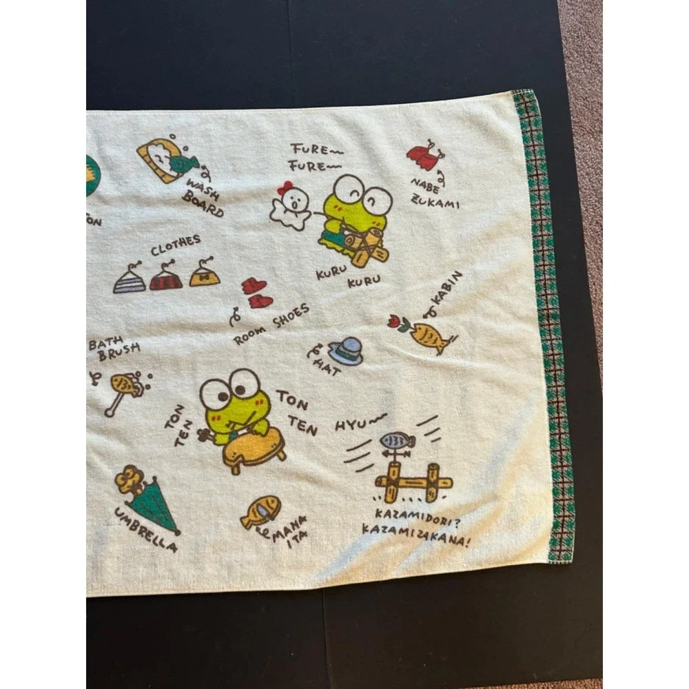 RARE 1991 Vintage Kero Kero Keroppi Sanrio Japan Terry Towel New Old Stock 42x20